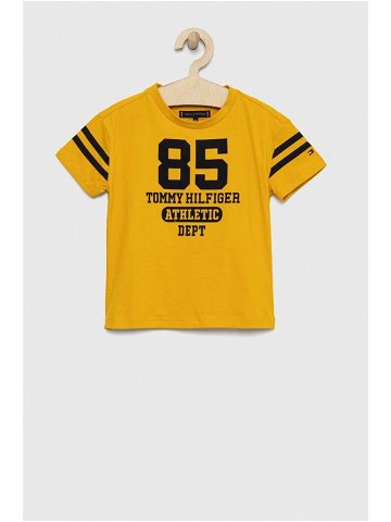 Dětské tričko Tommy Hilfiger žlutá barva s potiskem
