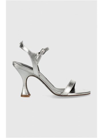 Kožené sandály Patrizia Pepe stříbrná barva 8X0057 L031 S298