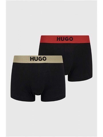 Boxerky HUGO 2-pack pánské černá barva