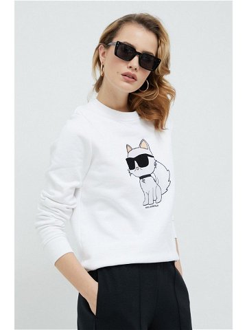 Mikina Karl Lagerfeld dámská bílá barva s aplikací