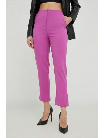 Kalhoty Patrizia Pepe dámské fialová barva jednoduché high waist
