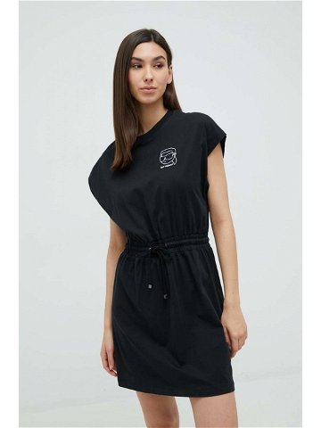 Bavlněné plážové šaty Karl Lagerfeld černá barva