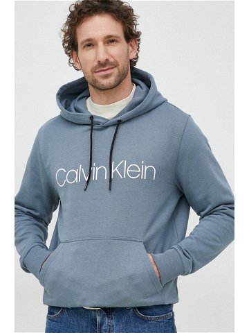 Bavlněná mikina Calvin Klein pánská s kapucí s potiskem