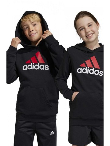 Dětská mikina adidas U BL 2 HOODIE černá barva s kapucí s potiskem