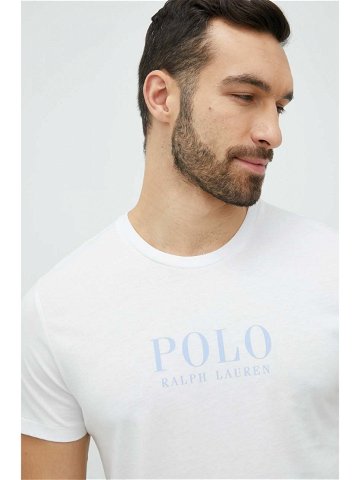 Bavlněné pyžamové tričko Polo Ralph Lauren bílá barva s potiskem 714899613