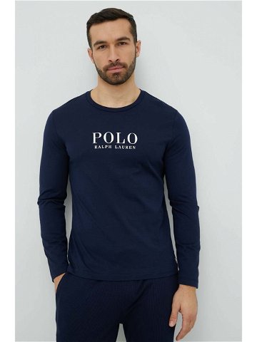 Bavlněná košile s dlouhým rukávem Polo Ralph Lauren tmavomodrá barva s potiskem