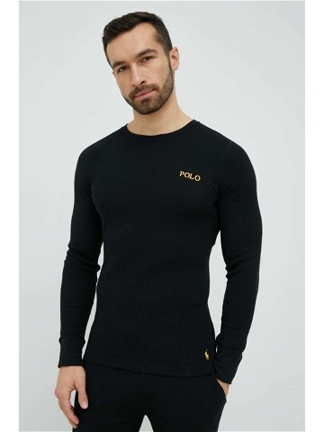Pyžamové tričko s dlouhým rukávem Polo Ralph Lauren černá barva s potiskem 714899615