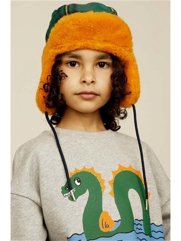 Dětska čepice Mini Rodini oranžová barva z husté pleteniny