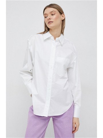 Košile Calvin Klein bílá barva relaxed s klasickým límcem