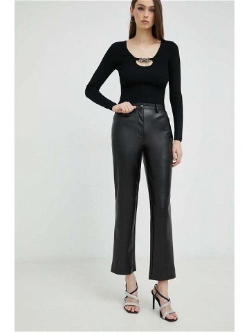 Kalhoty Guess KELLY dámské černá barva jednoduché high waist W3RA0M WF8P0