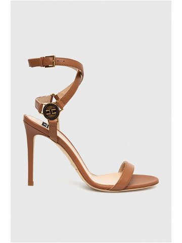 Kožené sandály Elisabetta Franchi hnědá barva SA01L31E2