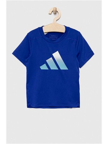 Dětské tričko adidas B TI TEE tmavomodrá barva s potiskem