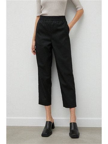 Kalhoty By Malene Birger dámské černá barva jednoduché high waist