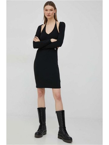 Šaty a bolerko Calvin Klein Jeans černá barva mini