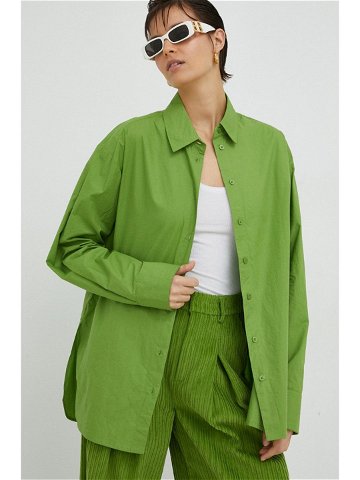 Košile Gestuz IsolGZ zelená barva relaxed s klasickým límcem
