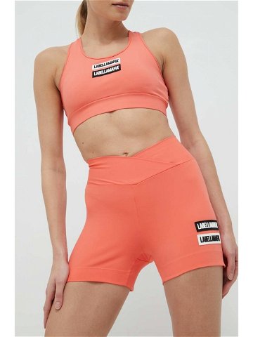 Tréninkové šortky LaBellaMafia Go On dámské oranžová barva s aplikací high waist