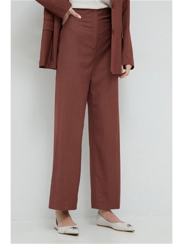 Kalhoty Bardot dámské hnědá barva široké high waist