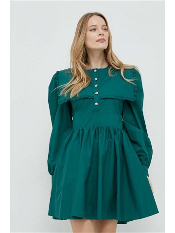 Bavlněné šaty Custommade zelená barva mini