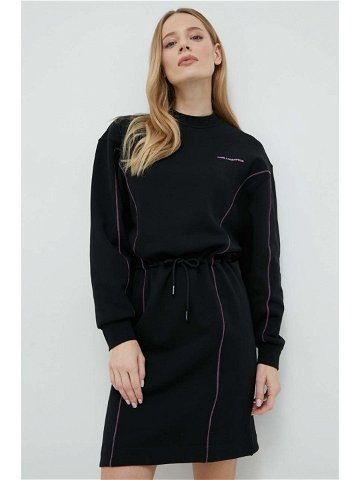 Bavlněné šaty Karl Lagerfeld černá barva midi oversize