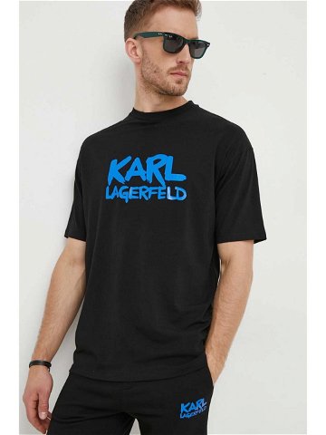 Tričko Karl Lagerfeld černá barva s potiskem