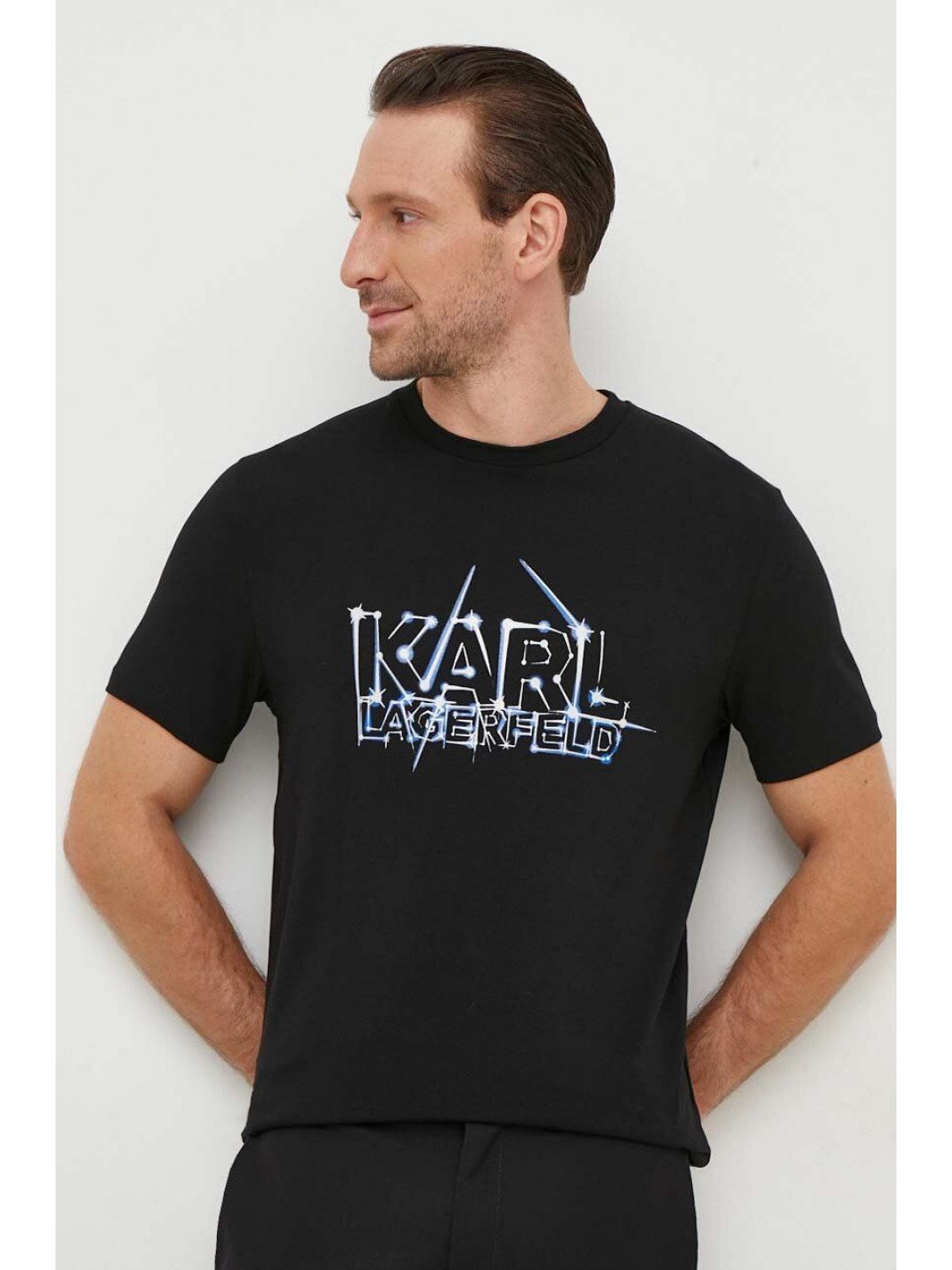 Tričko Karl Lagerfeld černá barva s potiskem