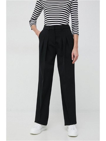 Kalhoty Calvin Klein dámské černá barva široké high waist