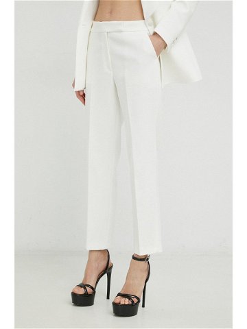 Kalhoty Ivy Oak dámské bílá barva jednoduché high waist IO1100X5124