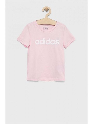 Dětské bavlněné tričko adidas G LIN růžová barva