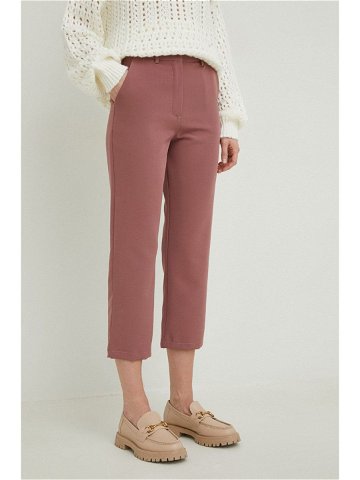 Kalhoty Answear Lab dámské růžová barva jednoduché high waist