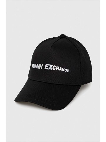 Bavlněná baseballová čepice Armani Exchange černá barva s potiskem