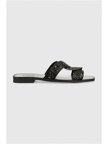 Kožené pantofle Karl Lagerfeld SKOOT dámské černá barva KL80429
