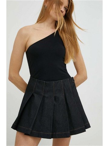 Džínová sukně Remain černá barva mini áčková