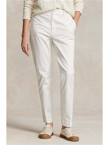 Kalhoty Polo Ralph Lauren dámské béžová barva jednoduché high waist 211890343