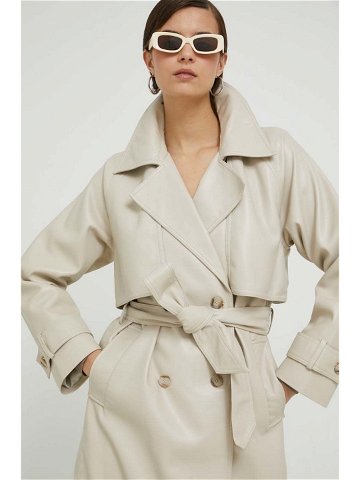 Kabát Abercrombie & Fitch dámský béžová barva přechodný dvouřadový