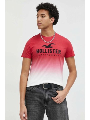 Bavlněné tričko Hollister Co červená barva
