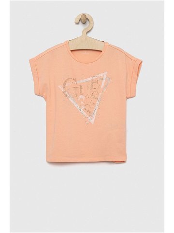 Dětské tričko Guess oranžová barva