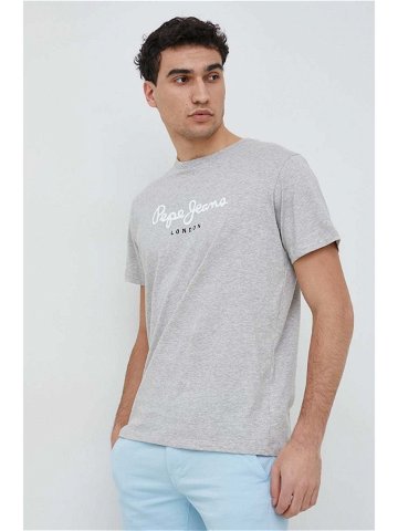 Bavlněné tričko Pepe Jeans Eggo šedá barva s potiskem