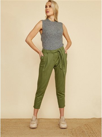 Zelené dámské zkrácené lněné kalhoty ZOOT lab Alondra