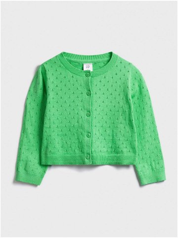 Zelený holčičí dětský svetr pointelle cardigan