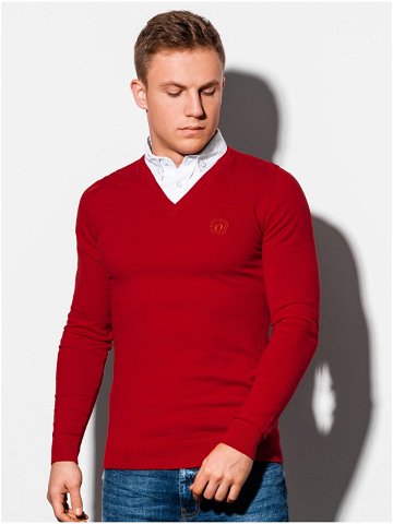 Červený pánský svetr s košilovou vsadkou E120
