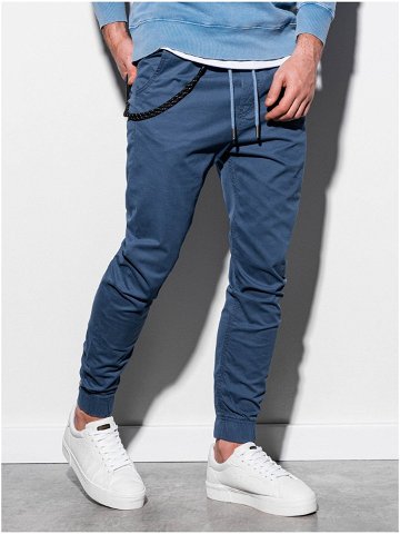Modré pánské slim fit kalhoty P908
