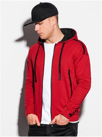 Červená pánská mikina na zip s kapucí Ombre Clothing B1076
