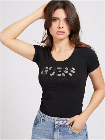 Černé dámské tričko s flitry Guess
