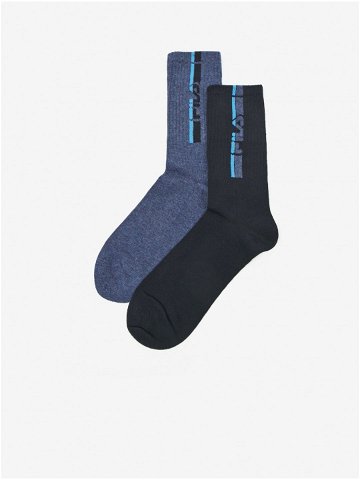 Sada dvou párů pánských vzorovaných ponožek v modré barvě FILA