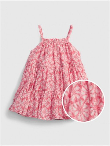 Červené holčičí baby šaty gauze tiered floral dress