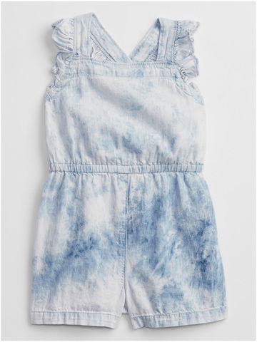 Modrý holčičí dětský overal tie-dye denim romper