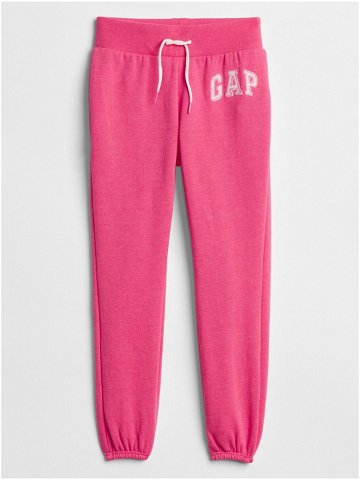 Růžové holčičí dětské tepláky GAP Logo fleece pants