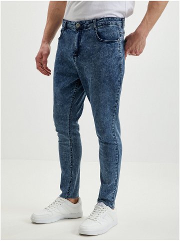 Tmavě modré pánské slim fit džíny Ombre Clothing P923