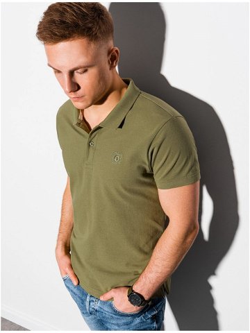Khaki pánské basic polo tričko Ombre Clothing