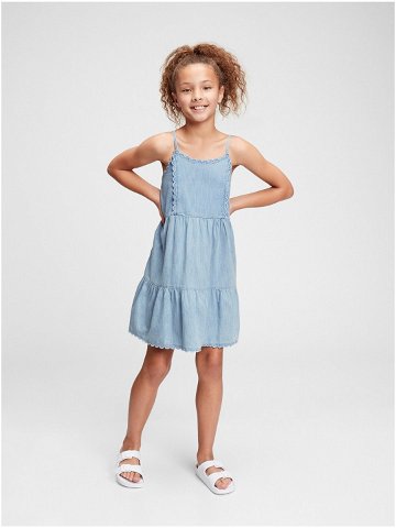 Modré holčičí dětské šaty scalloped tiered denim dress